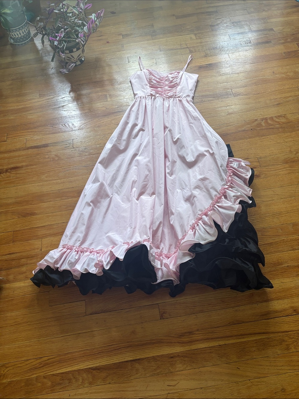 Vintage JC Penny Ruffle Hem Bow Detail Long Dress